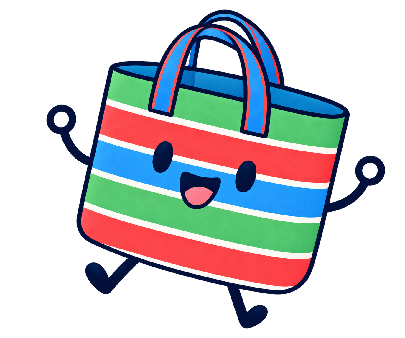 A-Dai, a smiling striped Taiwanese shopping bag